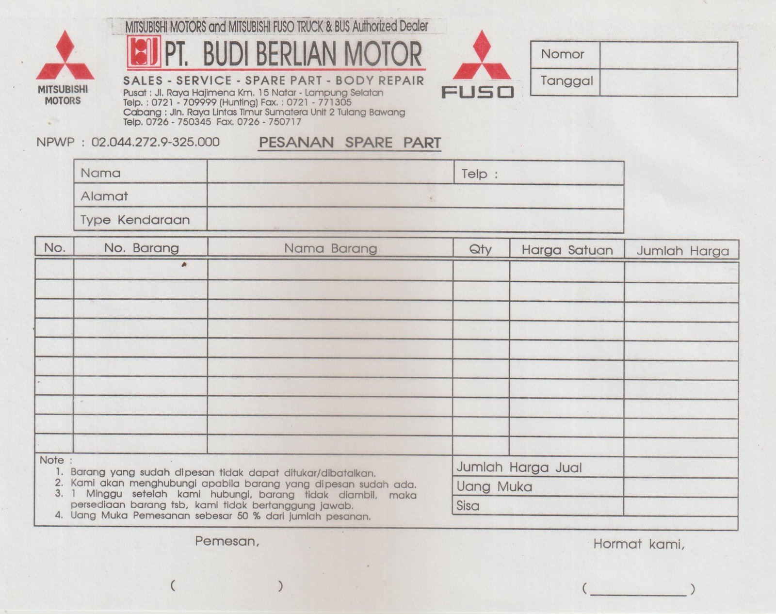 Data Pesanan